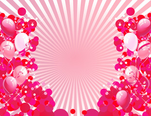 pink beams party background with balloons