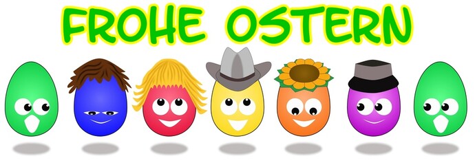 Ostereier mit Kopfschmuck