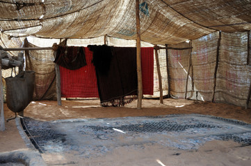 Naklejka premium Inside of a bedouin tent, United Arab Emirates