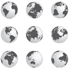 Silver globes isolated on white