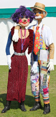 A Husband and Wife Vintage Scarecrow Couple.