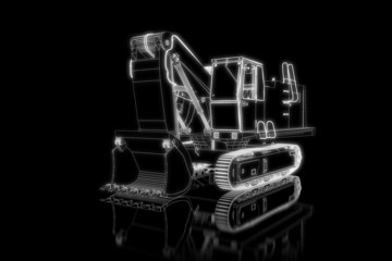 Heavy crawler excavator - perspective 3d construction