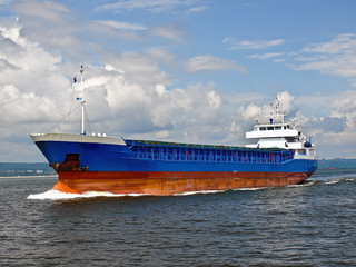 Cargo ship at sea