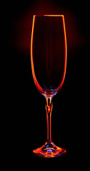 Champagne glass on dark background
