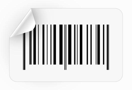 Vector illustration of sticker with bar code and peeling corner