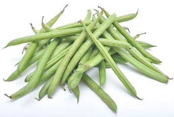 green beans on white