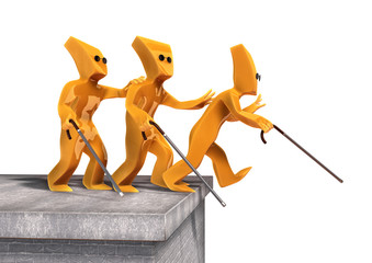 Drei Blinde am Abgrund