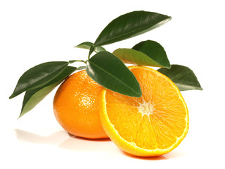 Clementine mit Blätter