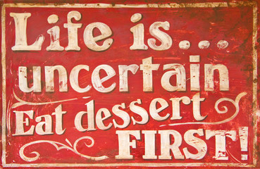 Old vintage dessert sign