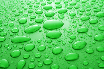 Green water drops background