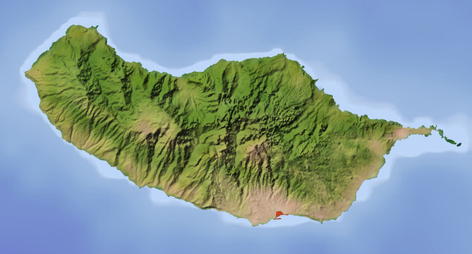 Madeira, shaded relief map