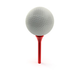 Golfball auf Tee (mit Freistellungspfad)