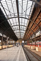 Wall murals Train station trainstation, glass of roof gives a beautiful harmonic structure
