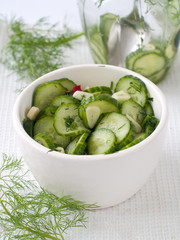 Salad from cucumbers and garlic