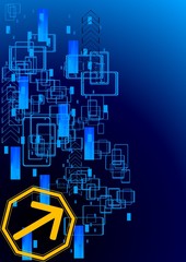 Dark background with big arrow