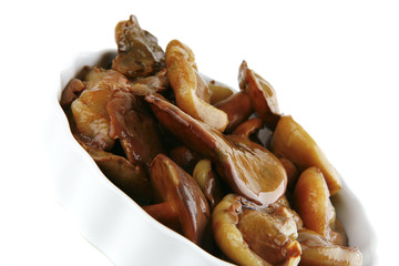 mushrooms on porcelain