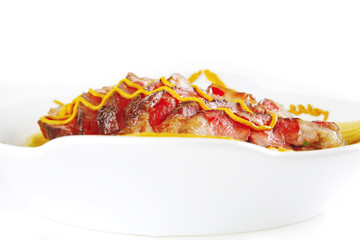 roasted beef served with mustard