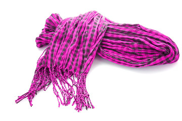 Winter warm pink scarf over white