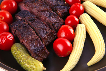 red beef meat served with corns