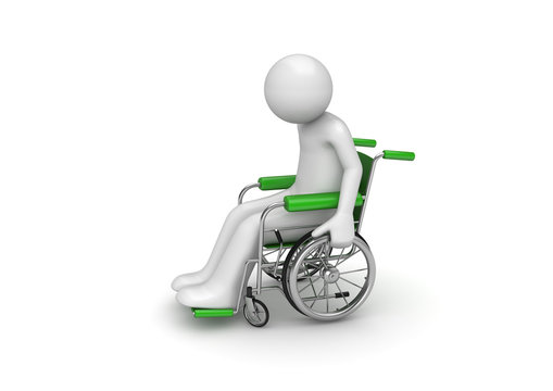 Disabled person on a wheeled chair