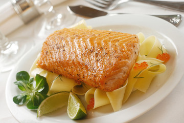 Salmon on Pasta