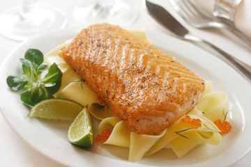 Salmon on Pasta
