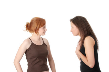 Two young womans talking