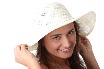 Summer teen girl in big hat