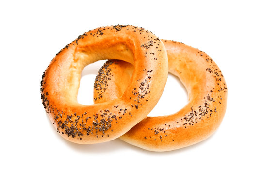 russian bagels, bublik with poppy seeds isolated