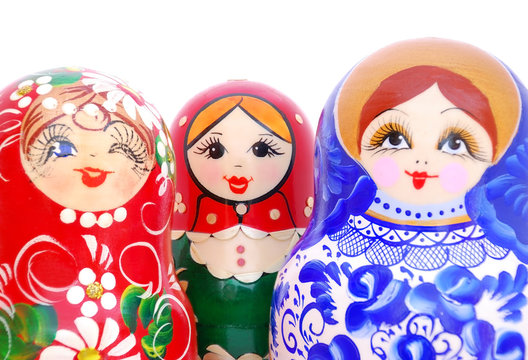 Smiling faces of Russian dolls