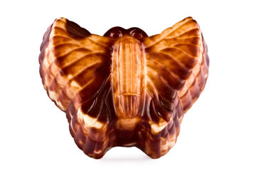 butterfly of chocolate close up isolated