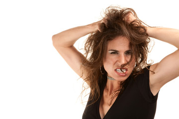Fototapeta premium Pretty woman with wild hair
