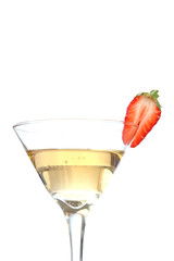 vertical martini glass with strawberry