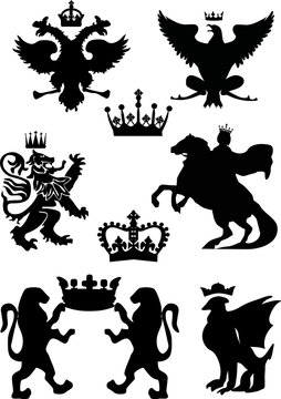 isolated heraldic symbols collection
