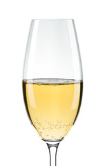 section of wineglass with white wine
