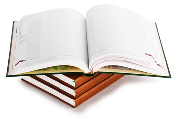 stack book with opened book isolated on a white background