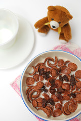 Healthy cereal topped with raisins