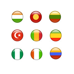 flags as buttons asia africa vector
