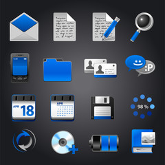Icon set. Black and blue style.