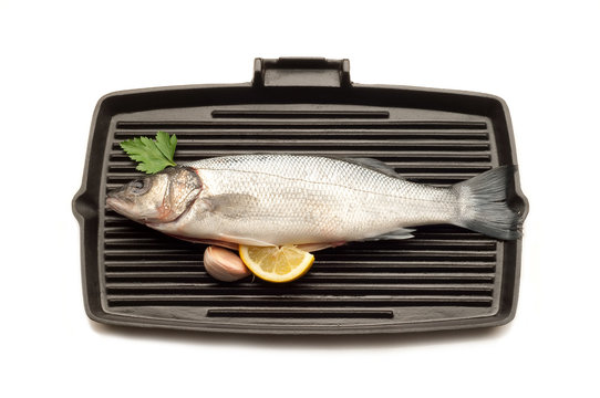 Seabass On Grill Ready To Cooking