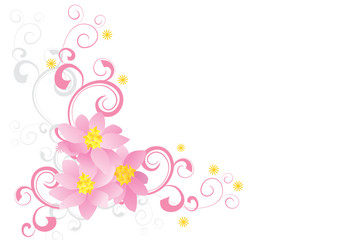 pink flowers curves vector decor