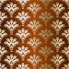 Brown seamless peacock sari pattern