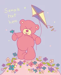 Poster Teddybeer met vlieger © Godami