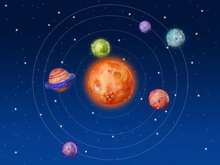 Photo sur Plexiglas Cosmos Univers fait main fantaisie de planètes spatiales