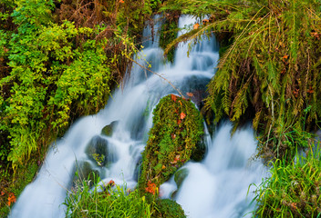 Waterfall in the mountains in autumn