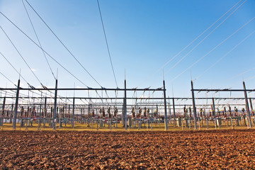 electricity tower for energy in beautiful landscape