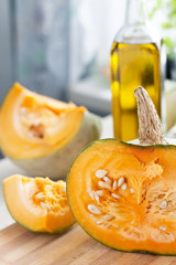 fresh pumpkin on the table