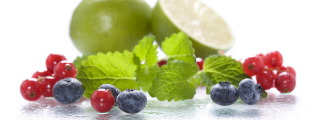 fresh berries with mint and lime