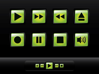Green glossy music buttons