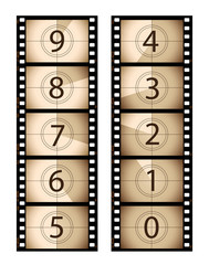 Sepia vertical film countdown